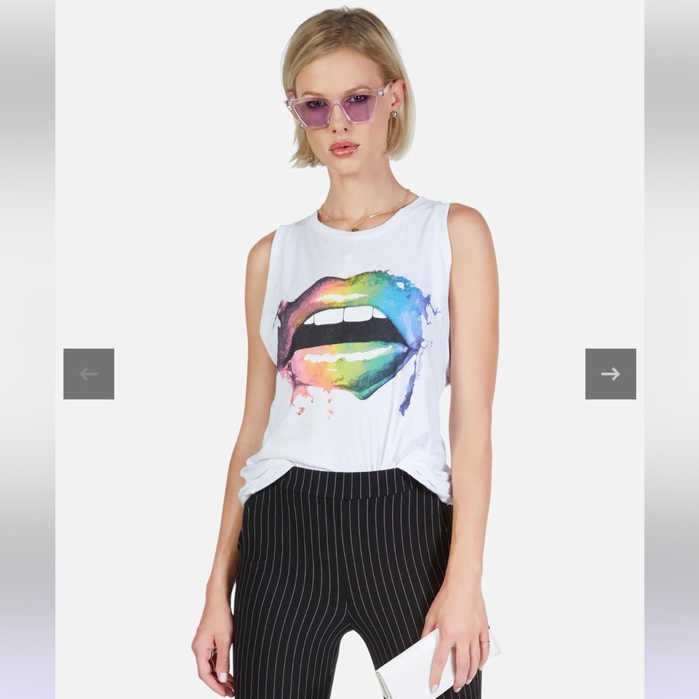 Lauren moshi - Peyton rainbow smudge lips tank - size M